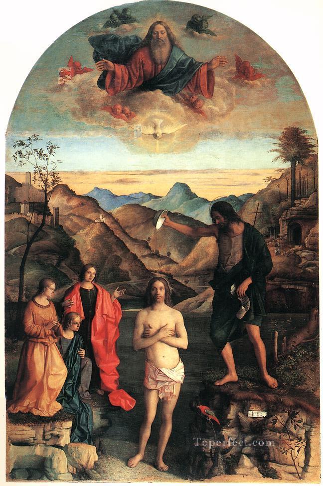 Taufe Christi Religiosen Giovanni Bellini Ölgemälde